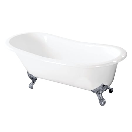 Aqua Eden Clawfoot Bathtubs, 56.88 L, 30.5 W, White/Polished Chrome, Cast Iron VCT7D5731B1
